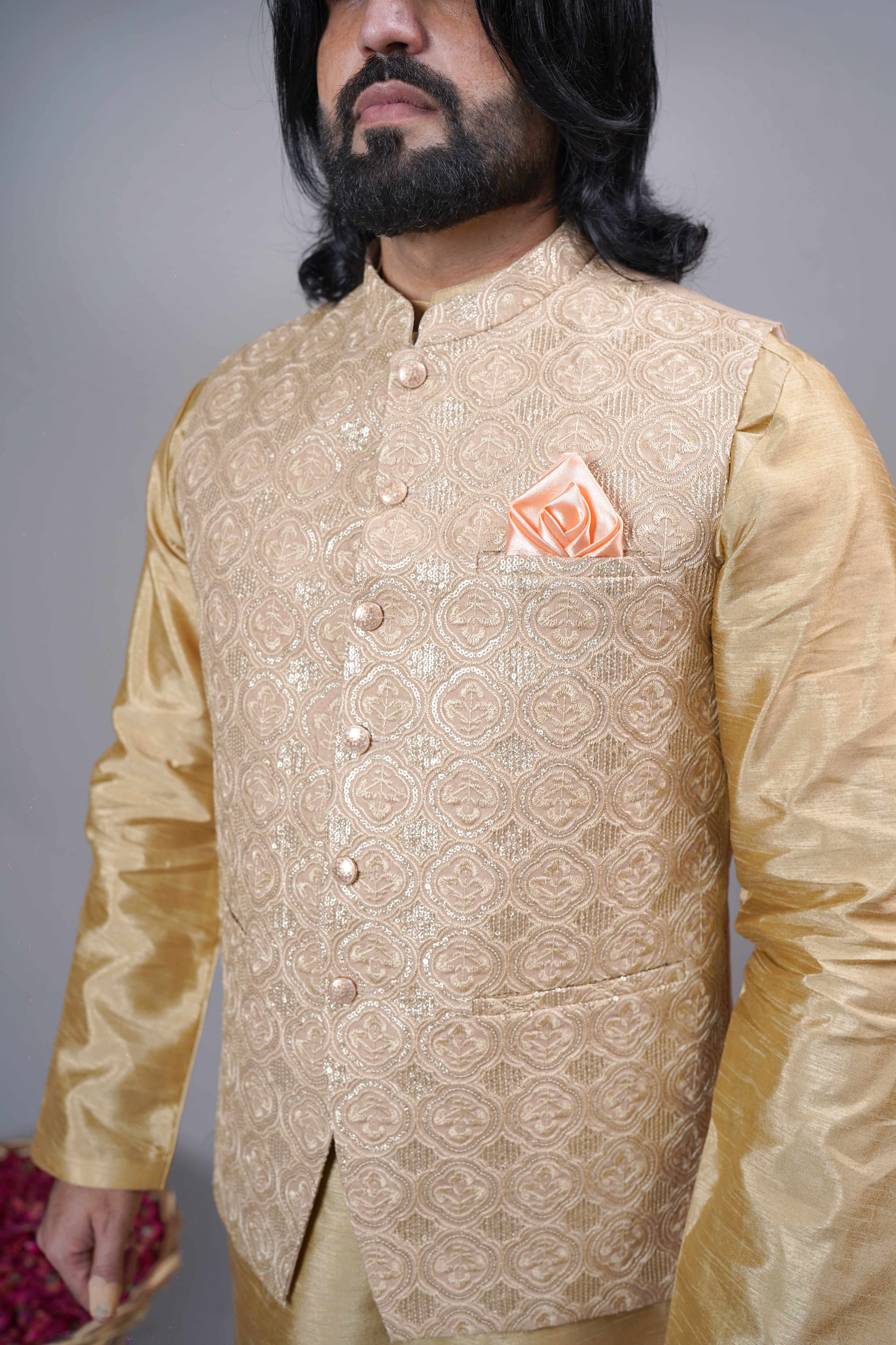 Champagne Gold Embroidered Waistcoat