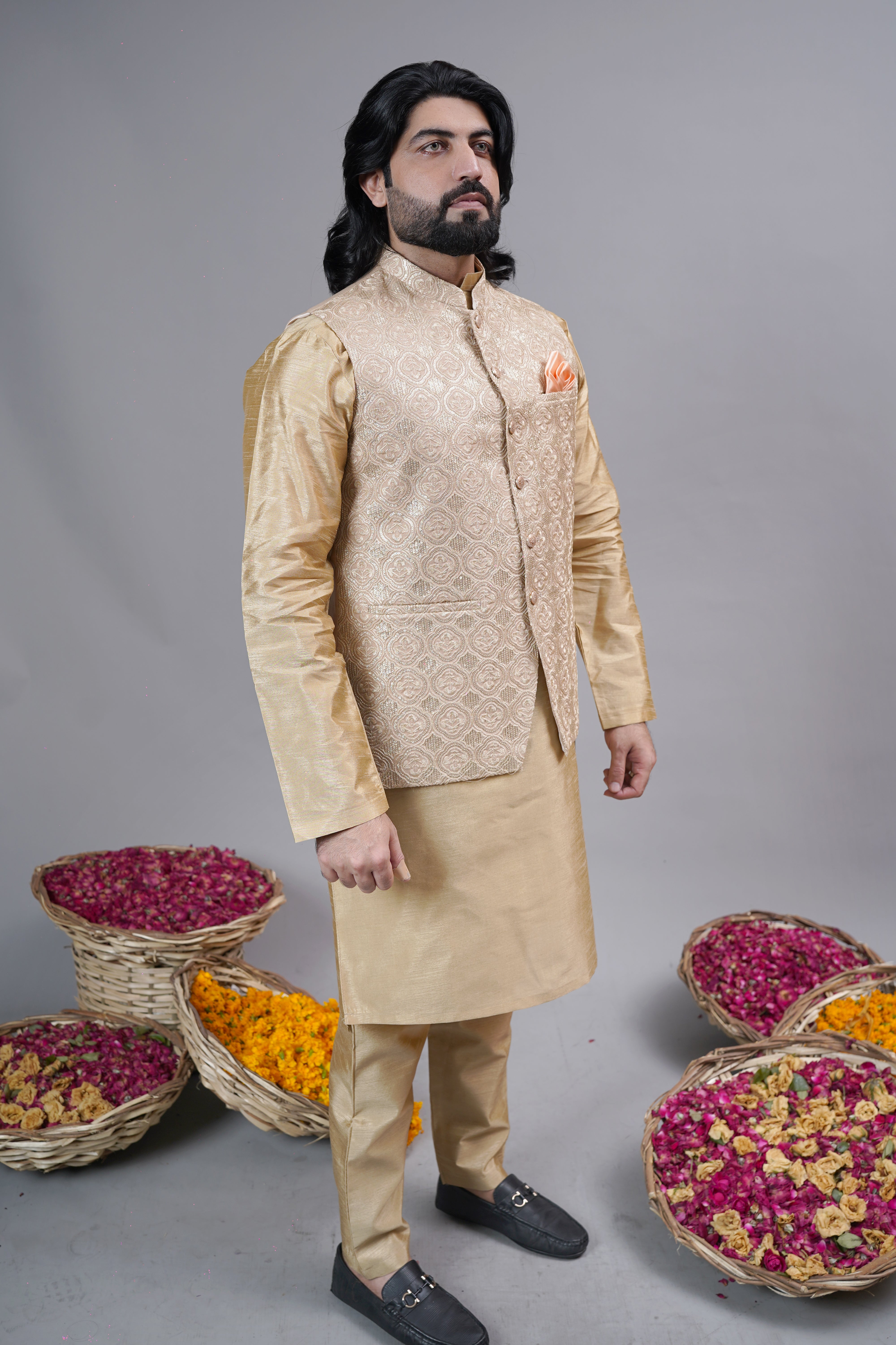 Champagne Gold Embroidered Waistcoat